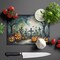 Edge Collections - 15" x 12" - Multicolor - Decorative Glass Cutting Board with Spooky Halloween Design - 1 Piece